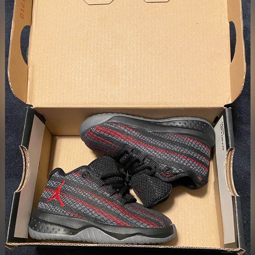 Jordan Kids Black and Red Striped Sneakers